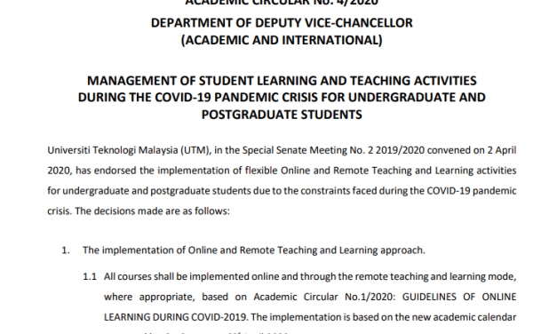 Management Of Student Learning And Teaching Activities During The Covid-19 Pandemic Crisis For Undergraduate And Postgraduate Students