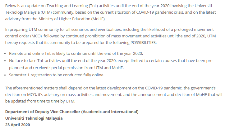 Latest News On UTM Teaching And Learning Activities