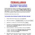 Pemakluman Pra Pendaftaran Kursus Semester II Sesi 2022/2023