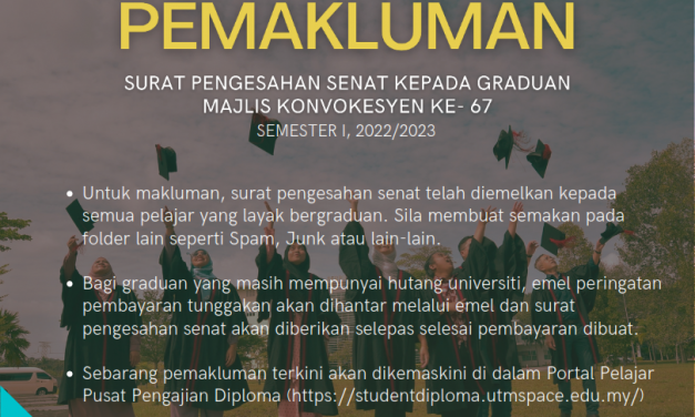 Pemakluman Surat Pengesahan Senat Kepada Graduan Semester I, 2022/2023