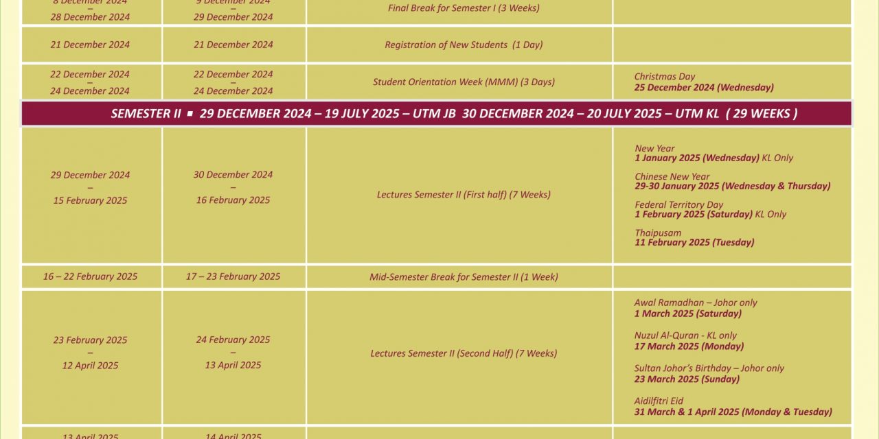 kalender akademik sesi 2024/2025 / academic calender session 2024/2025