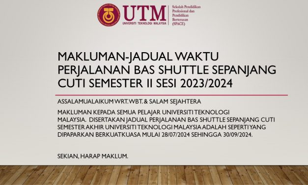 PERHATIAN : TARIKH DAN SLOT PEMERIKSAAN KESIHATAN BAGI PELAJAR DIPLOMA KAMPUS JOHOR BAHRU SEM I SESI 2024/2025