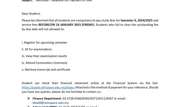 maklumat pembayaran yuran semester ii, 2024/2025