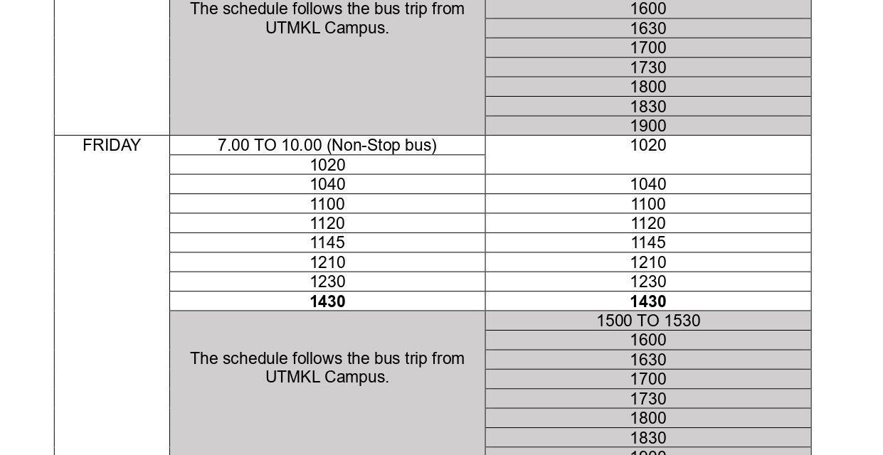 UTMKL SHUTTLE BUS SERVICES