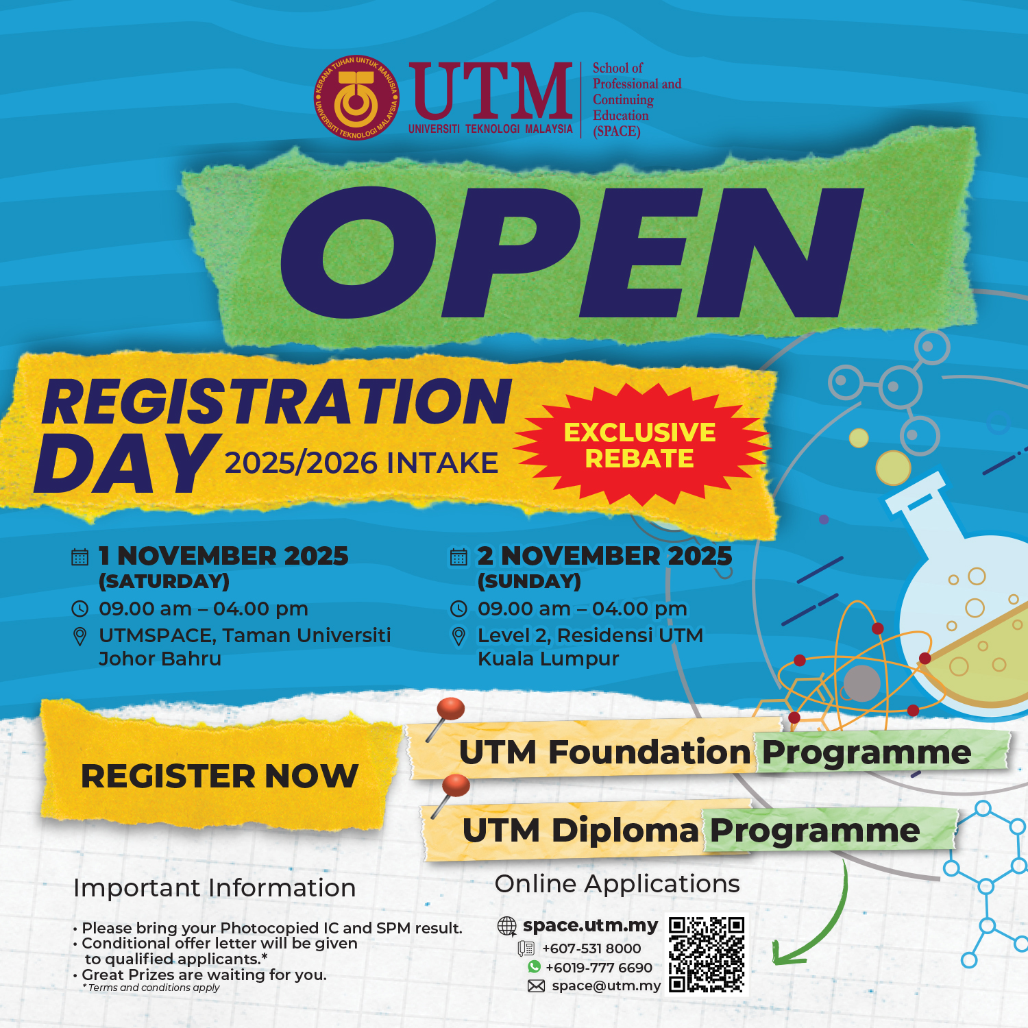 Hebahan : Jom Sertai Hari Pendaftaran Terbuka bagi Program Asasi UTM dan Diploma UTM Pengambilan 2025/2026