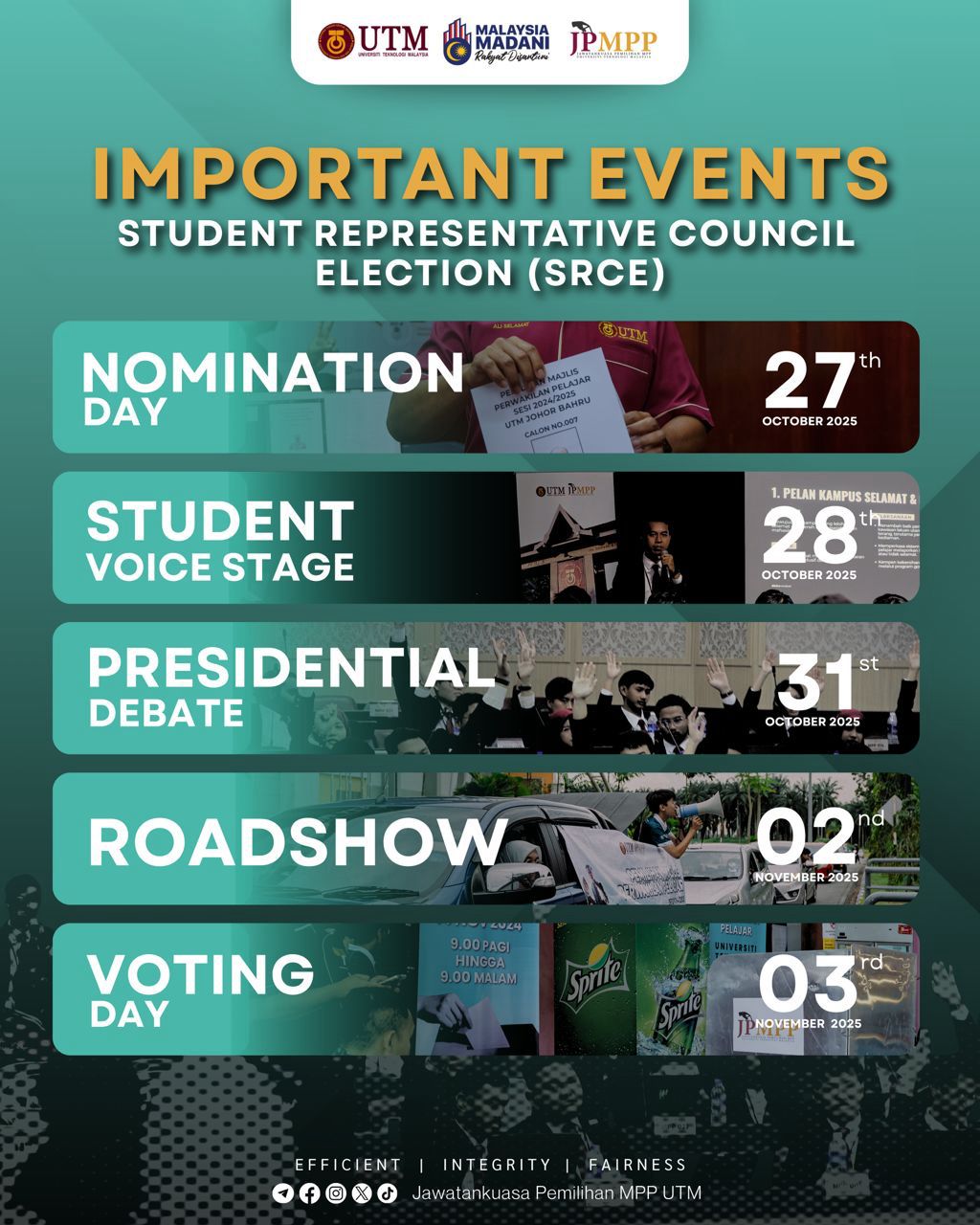 IMPORTANT EVENTS: STUDENT REPRESENTATIVE COUNCIL ELECTION (SRCE)