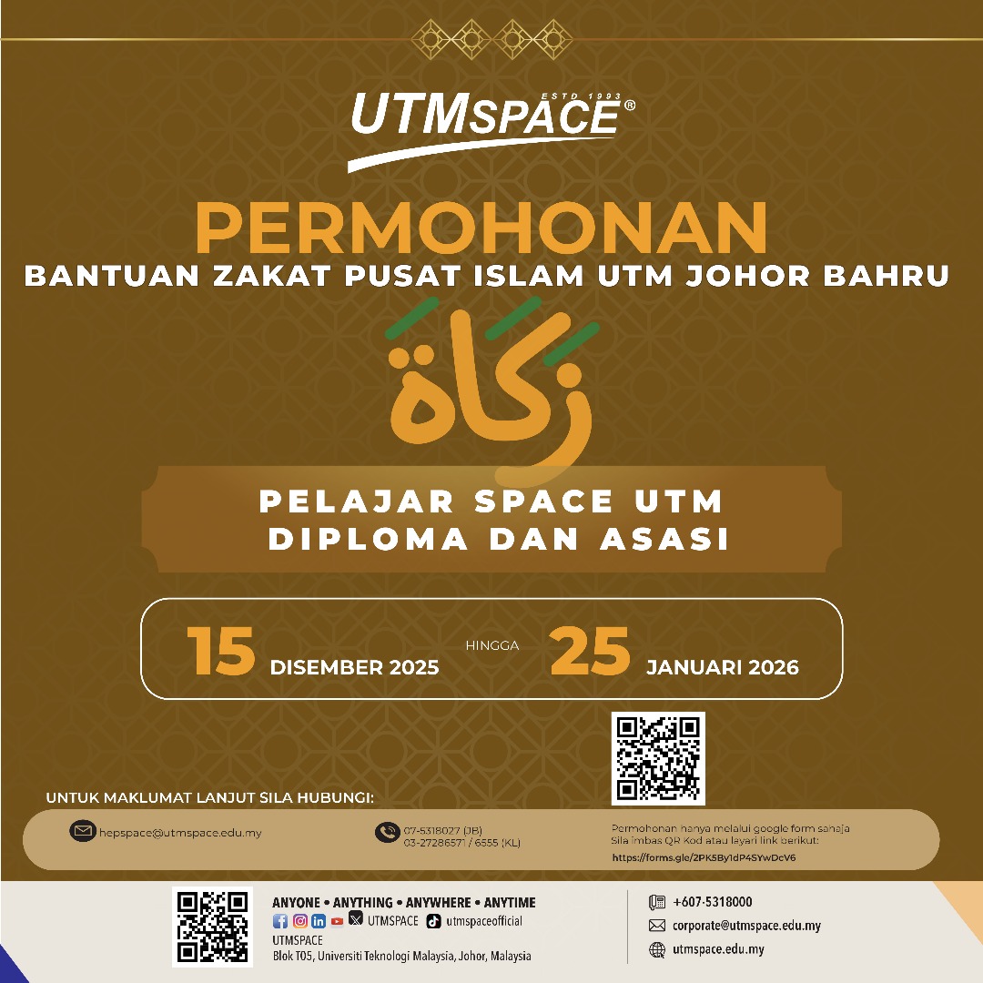 Permakluman Permohonan Zakat Pusat Islam UTM Johor Bharu Telah Dibuka