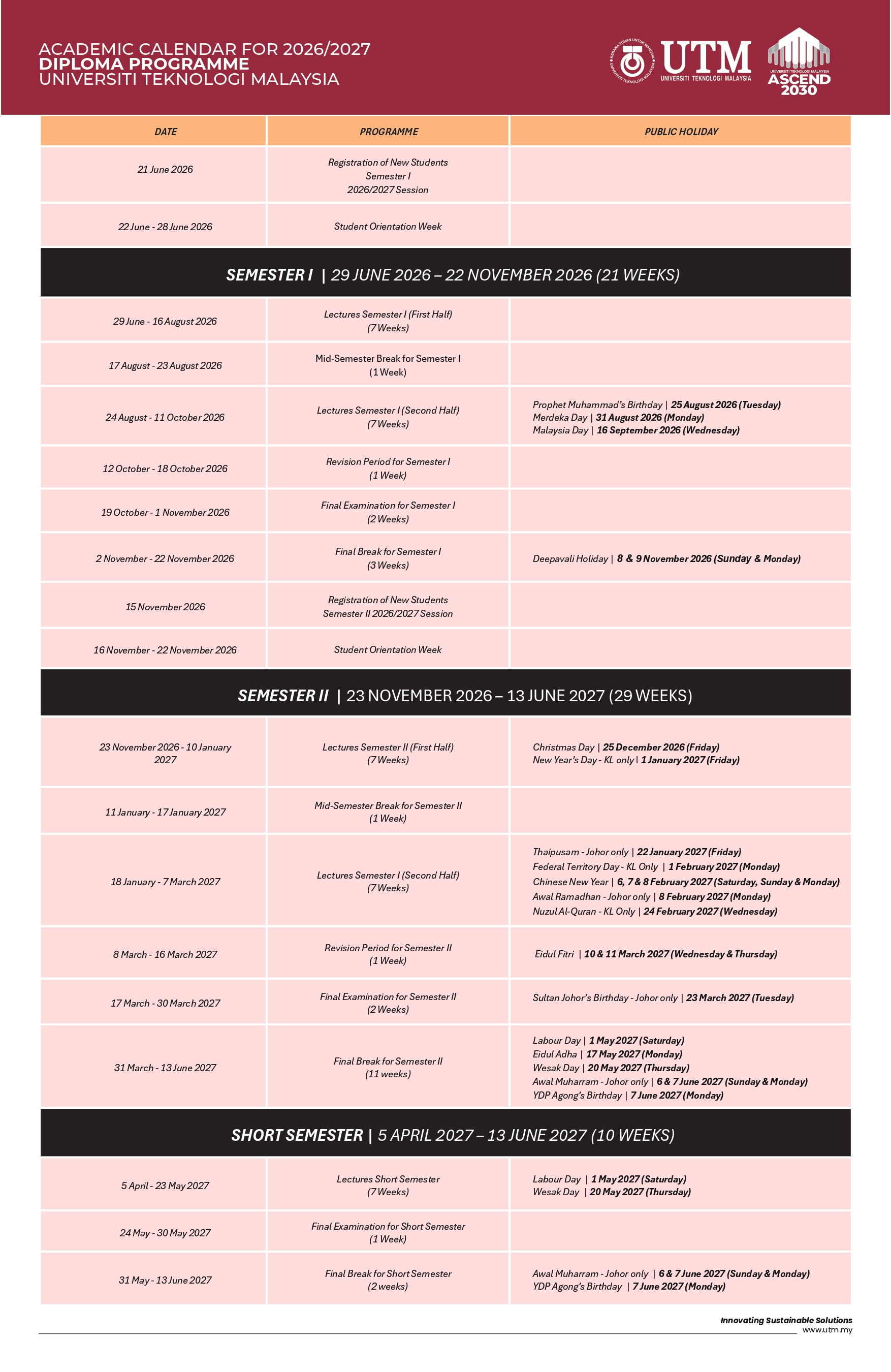 KALENDAR AKADEMIK SESI 2026/2027 / ACADEMIC CALENDAR SESSION 2026/2027