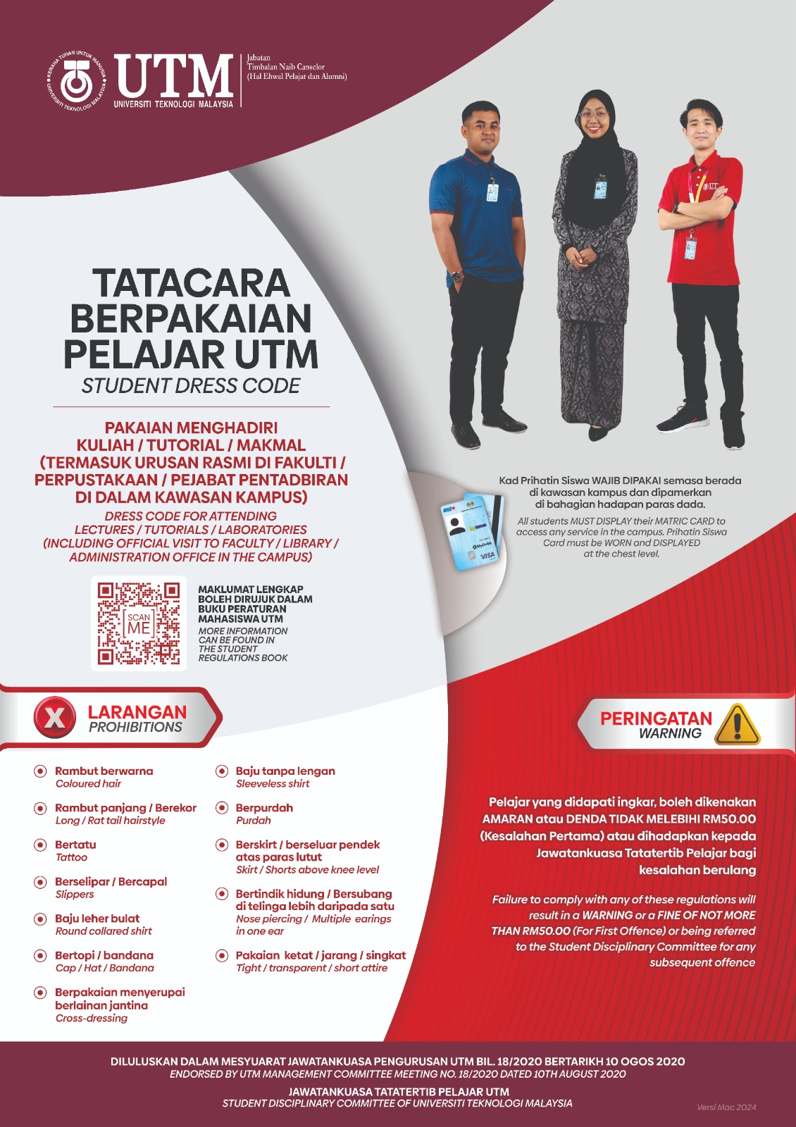 MAKLUMAN PENTING: TATACARA BERPAKAIAN PELAJAR UTM